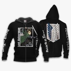 Anime AOT Levi Ackerman Hoodie Attack On Titan Anime Jacket Perfect And Unique Gifts For Otaku Anime Fans On Christmas