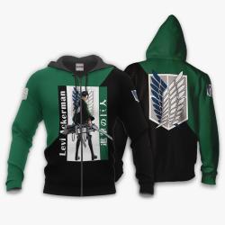 Anime Levi Ackerman Hoodie Shirt Attack On Titan Anime Zip Jacket Perfect And Unique Gifts For Otaku Anime Fans On Christmas