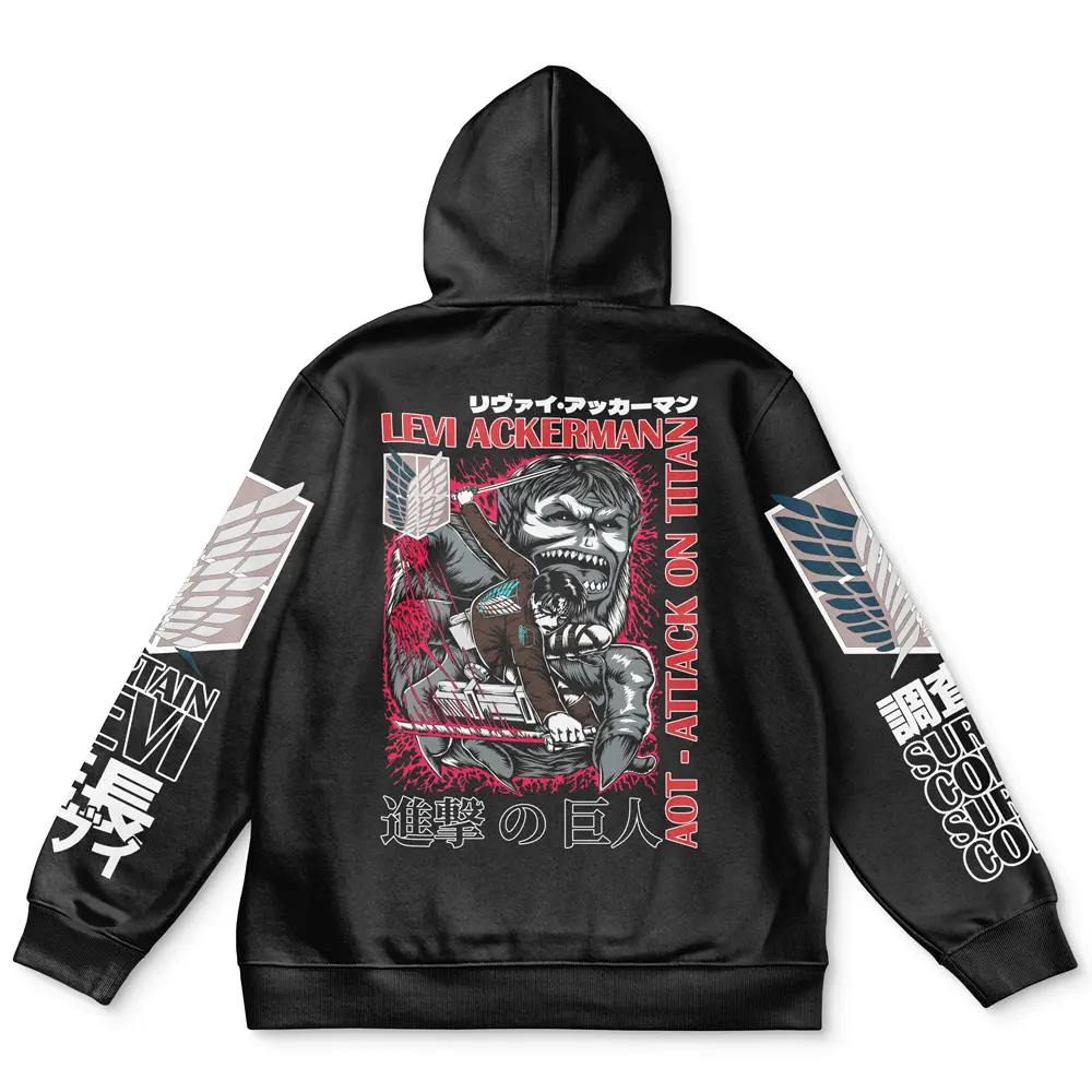 Anime Levi Ackerman x Beast Titan Attack on Titan Streetwear Hoodie Perfect And Unique Gifts For Otaku Anime Fans On Christmas