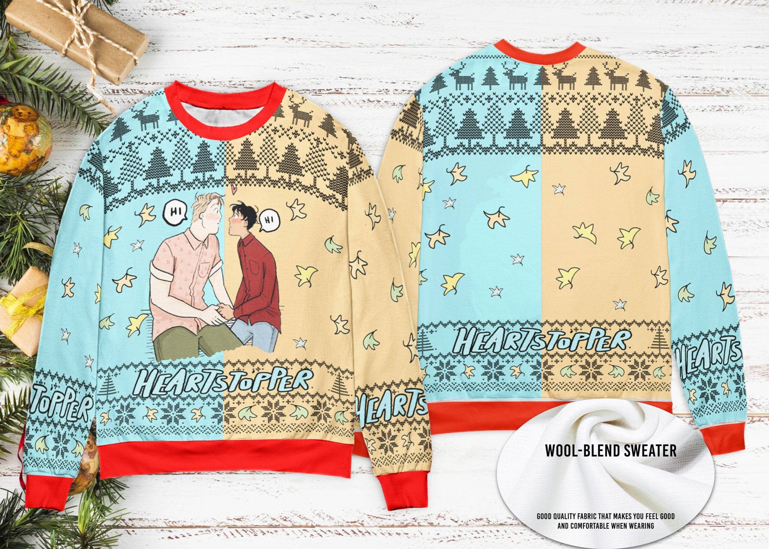 LGBTQ Heartstopper Nick And Charlie Ugly Christmas Sweater Perfect And Unique Gifts For Adults Kids On Christmas