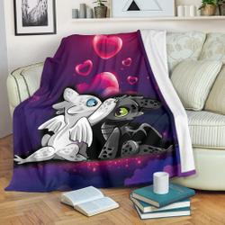 Anime Light Fury Night Fury Love Premium Fleece Sherpa Blanket Perfect Gifts For Family On Christmas