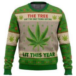Lit This Year Weed Ugly Christmas Sweater Perfect And Unique Gifts For Adults Kids On Christmas