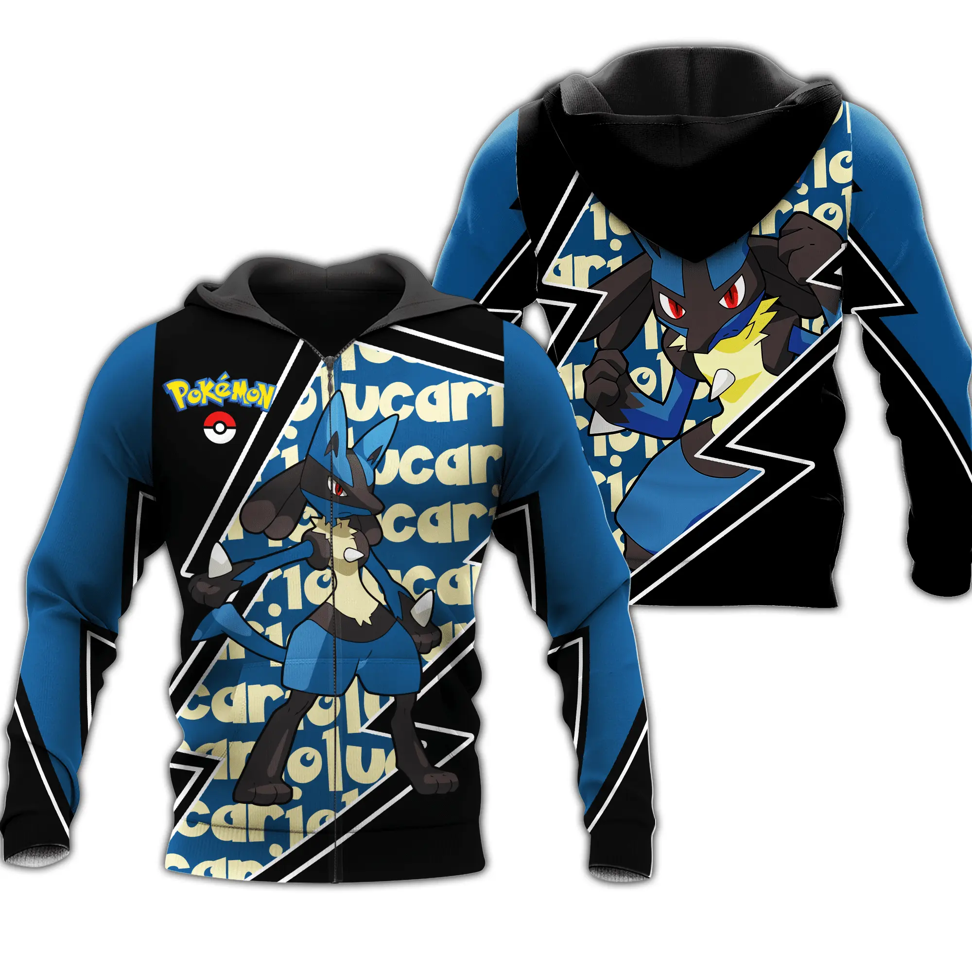 Anime Lucario Zip Hoodie Costume Shirt Fan Gift Idea Perfect And Unique Gifts For Otaku Anime Fans On Christmas