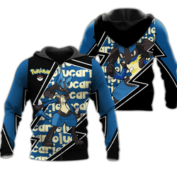Anime Lucario Zip Hoodie Costume Shirt Fan Gift Idea Perfect And Unique Gifts For Otaku Anime Fans On Christmas