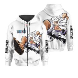 Anime Luffy Gear 5 White Hoodie Shirts Printed Perfect And Unique Gifts For Otaku Anime Fans On Christmas