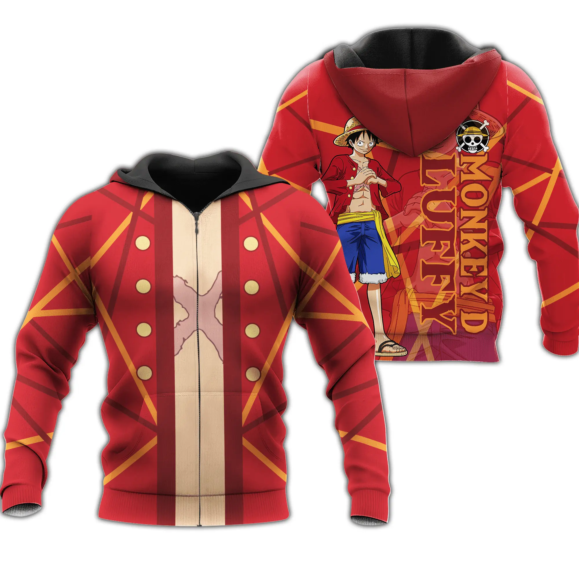 Anime Luffy Zip Hoodie Cosplay Anime Shirt Perfect And Unique Gifts For Otaku Anime Fans On Christmas