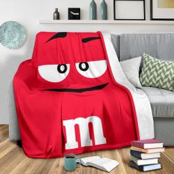 Anime M&M Chocolate Red Premium Fleece Sherpa Blanket Perfect And Unique Gifts For Family On Christmas