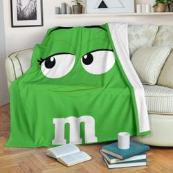 M&M Chocolate Green Premium Fleece Sherpa Blanket Perfect And Unique Gifts For Family On Christmas