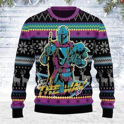 Mandalorian Baby Yoda Knitted Sweater Ugly Christmas Shirt Xmas Perfect And Unique Gifts For Adults Kids On Christmas