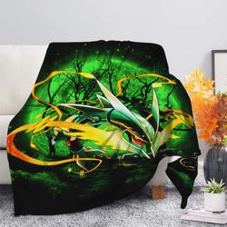 Anime Mega X Rayquaza Moonlight Premium Fleece Sherpa Blanket Perfect Gifts For Family On Christmas