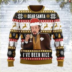 Meme Leo Dear Santa I've Been Nice Ugly Knitted Christmas Sweater For Holiday Perfect And Unique Gifts For Adults Kid On Christmas