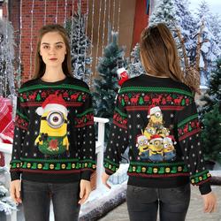 Merry Christmas Minionn 3D Full Printing Sweater Perfect And Unique Gifts For Adults Kids On Christmas