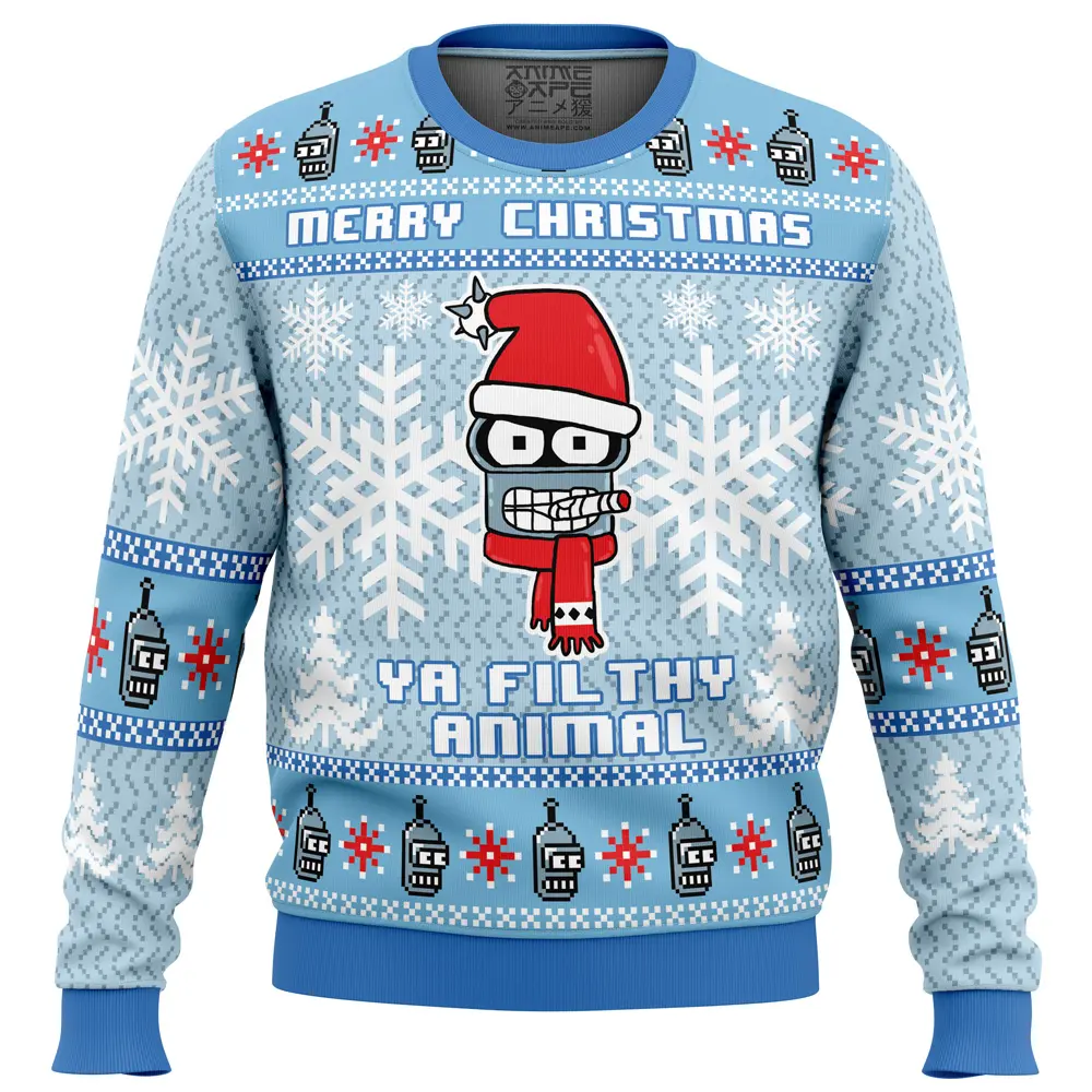 Merry Christmas Ya Filthy Animal Futurama Ugly Christmas Sweater Perfect And Unique Gifts For Adults Kids On Christmas