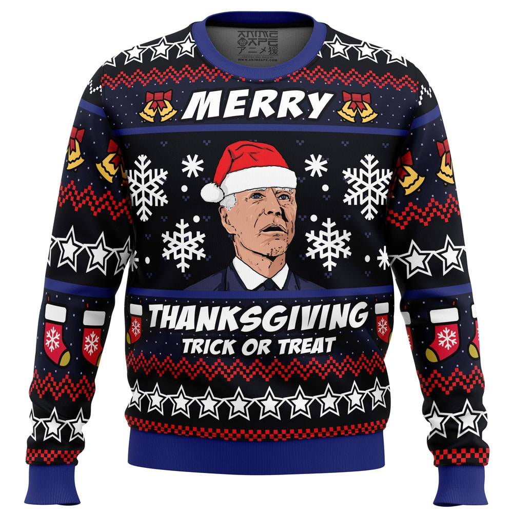 Merry Thanksgiving Biden Ugly Christmas Sweater Perfect And Unique Gifts For Adults Kids On Christmas