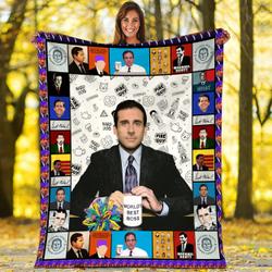 Movie Michael Scott The Office Threat Level Midnight Movie Fleece Sherpa Blanket Perfect Gifts For Family On Christmas