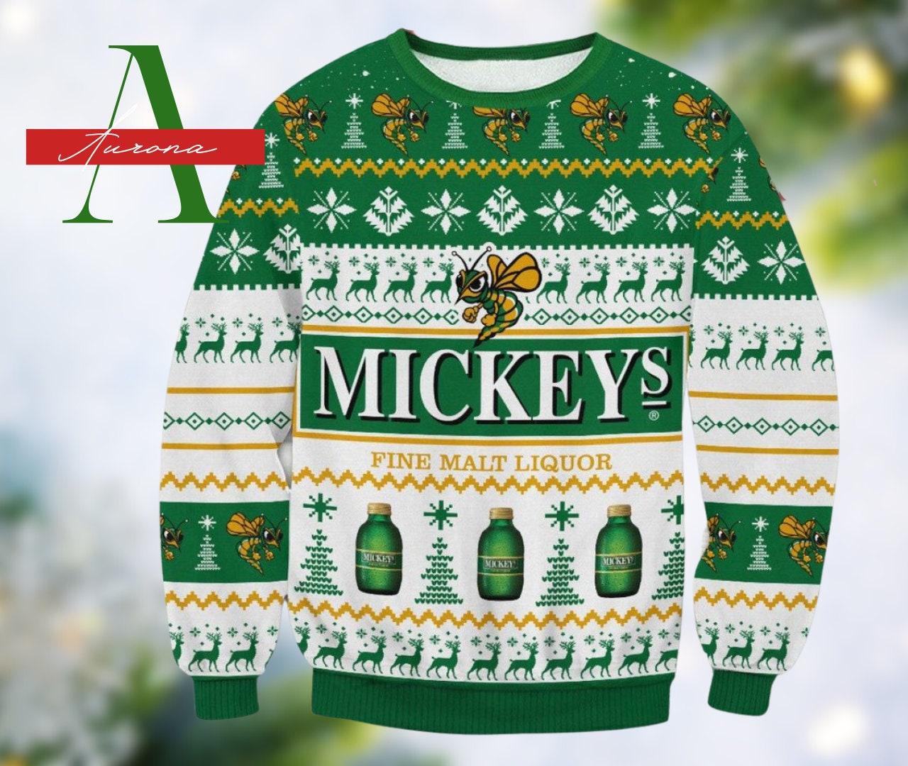 Mickeys Fine Malt Liquor Christmas Sweater Gift Perfect And Unique Gifts For Adults Kids On Christmas