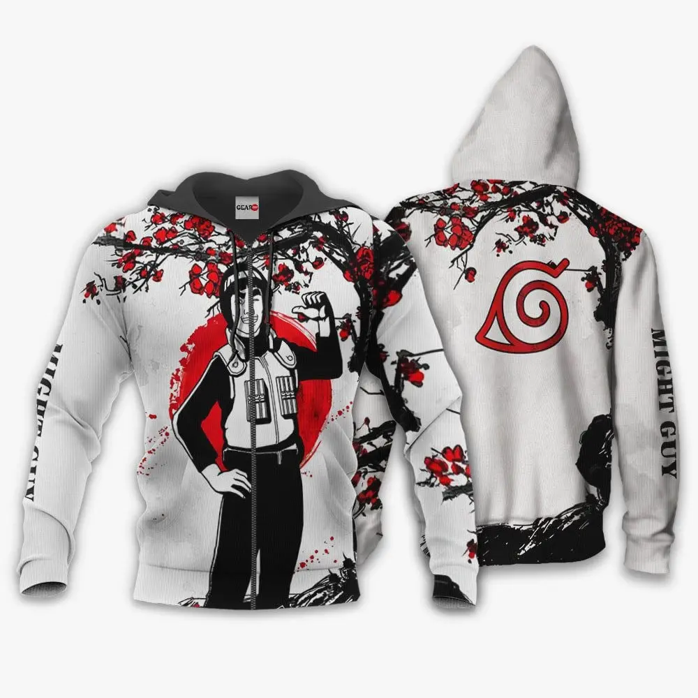 Anime Konoha Might Guy Hoodie Japan Style Custom Anime Shirts Perfect And Unique Gifts For Otaku Anime Fans On Christmas