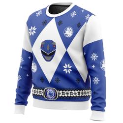 Mighty Morphin Power Rangers Blue Ugly Christmas Sweater Perfect And Unique Gifts For Adults Kids On Christmas
