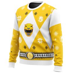 Mighty Morphin Power Rangers Yellow Ugly Christmas Sweater Perfect And Unique Gifts For Adults Kids On Christmas