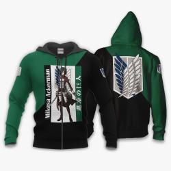 Anime Mikasa Ackerman Hoodie Shirt Attack On Titan Anime Zip Jacket Perfect And Unique Gifts For Otaku Anime Fans On Christmas