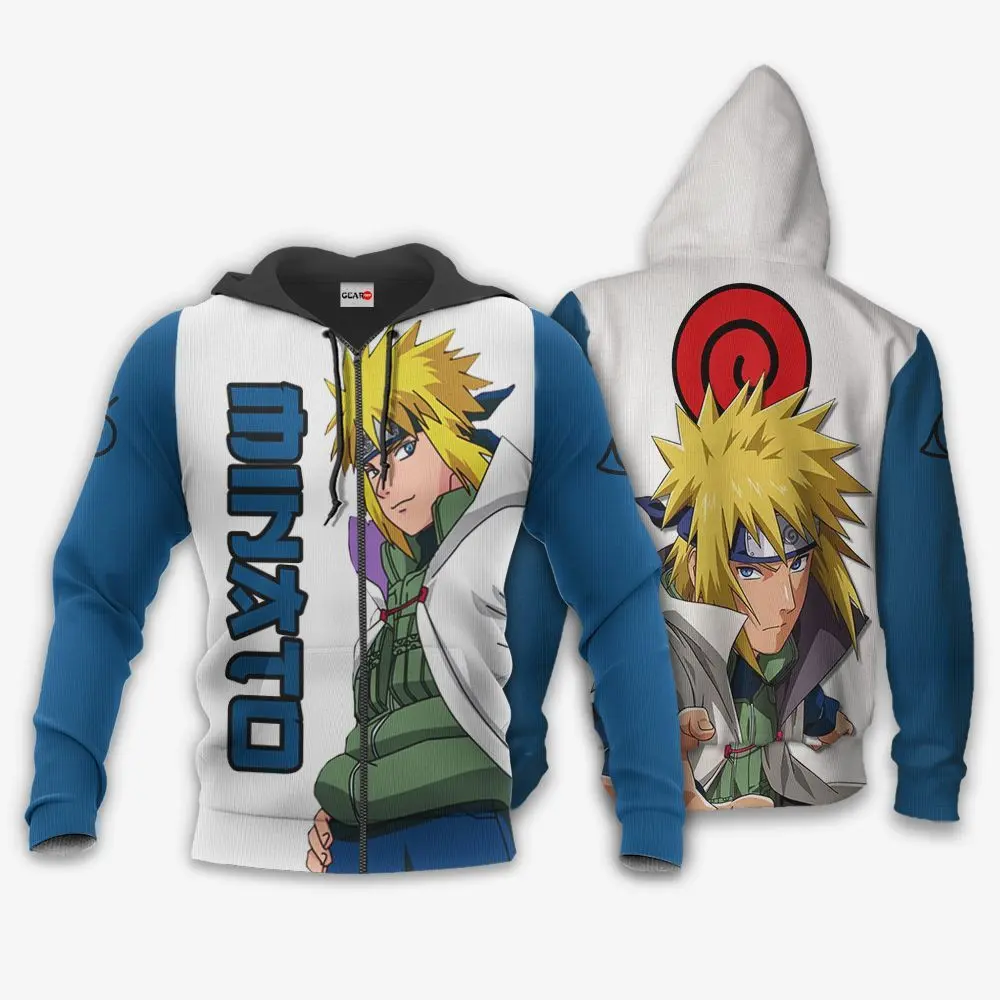 Anime Minato Namikaze Hoodie Shirt Anime Zip Jacket Perfect And Unique Gifts For Otaku Anime Fans On Christmas