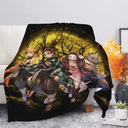 Anime Moon Demonslayer Moonlight Premium Fleece Sherpa Blanket Perfect Gifts For Family On Christmas