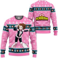 Ochako Uraraka Custom Anime Ugly Christmas Sweater Perfect And Unique Gifts For Adults Kids On Christmas