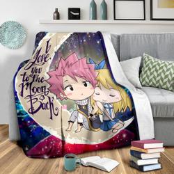 Anime Natsu Fairy Tail Anime Love You To The Moon Galaxy Premium Fleece Sherpa Blanket Perfect Gifts For Family On Christmas