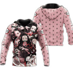 Anime Nezuko Zip Hoodie Anime Perfect And Unique Gifts For Otaku Anime Fans On Christmas