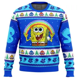 Nickelodeon Cartoons Rainbow SpongeBob Ugly Christmas Sweater Perfect And Unique Gifts For Adults Kids On Christmas