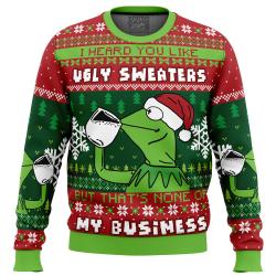None Of My Business Kermit the Frog Ugly Christmas Sweater Perfect And Unique Gifts For Adults Kids On Christmas