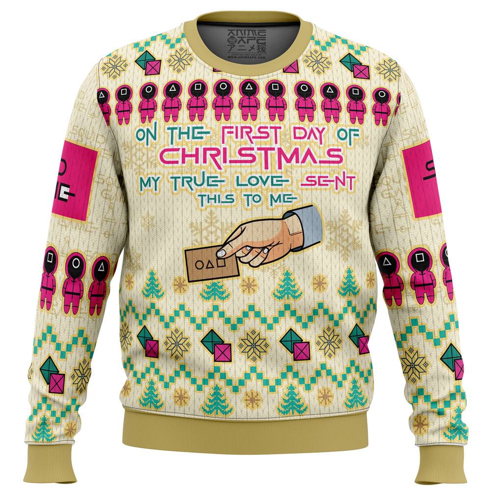 On the First Day of Christmas Squid Game Christmas Sweater Perfect And Unique Gifts For Adults Kids On Christmas