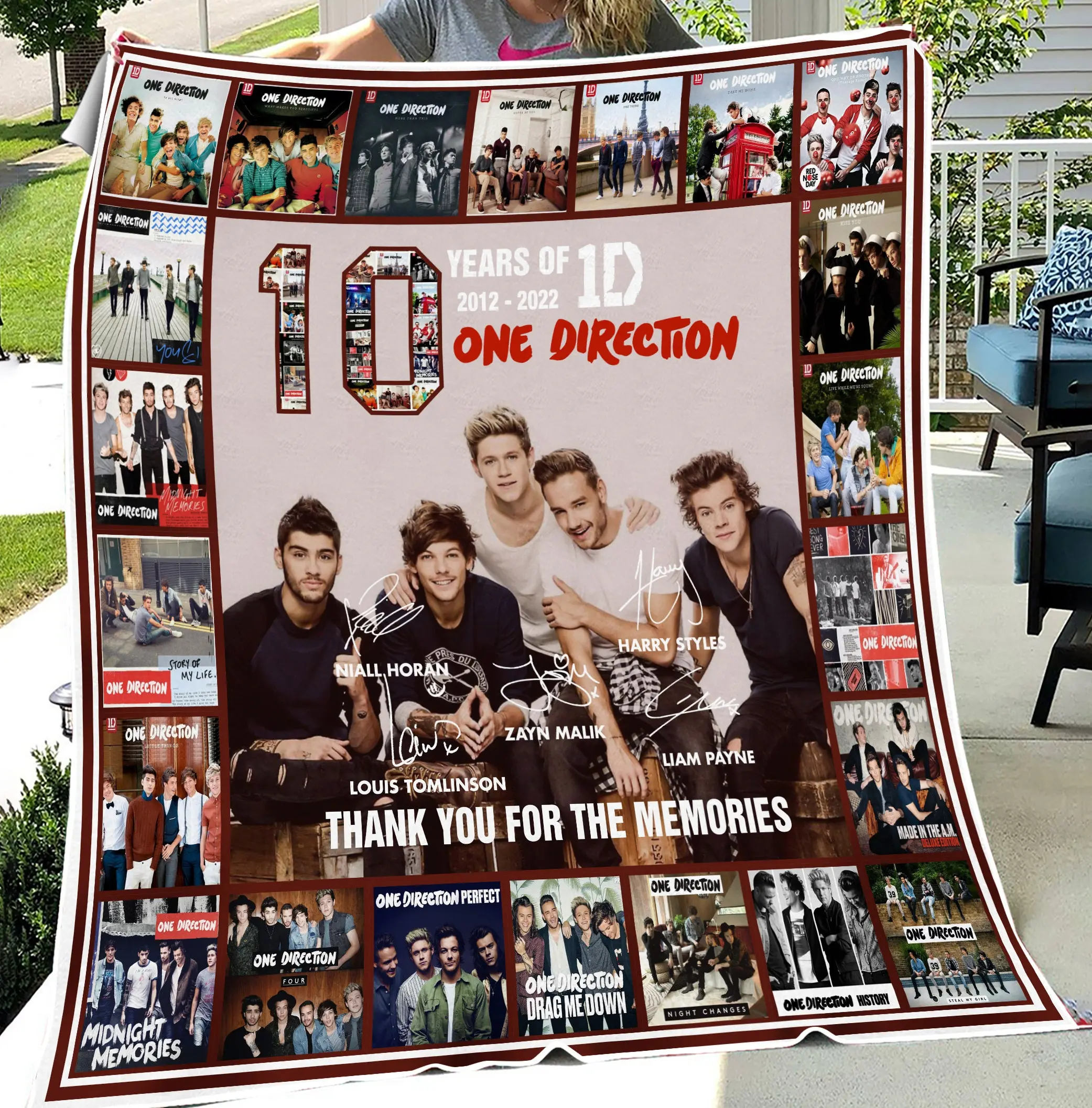 Music One Direction 10 Years Album Music Fleece Sherpa Blanket Perfect Gifts For Family On Christmas