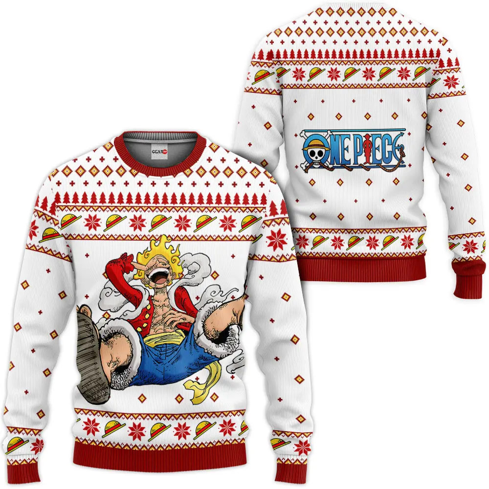 Luffy Gear 5 Custom Anime Ugly Christmas Sweater VA1808 Perfect And Unique Gifts For Adults Kids On Christmas