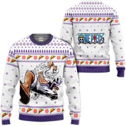 Luffy Gear 5 White Custom Anime Ugly Christmas Sweater VA1808 Perfect And Unique Gifts For Adults Kids On Christmas