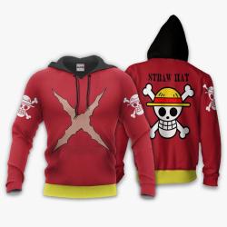 Anime Luffy Uniform Costume Hoodie Custom Straw Hat Anime Shirts Perfect And Unique Gifts For Otaku Anime Fans On Christmas
