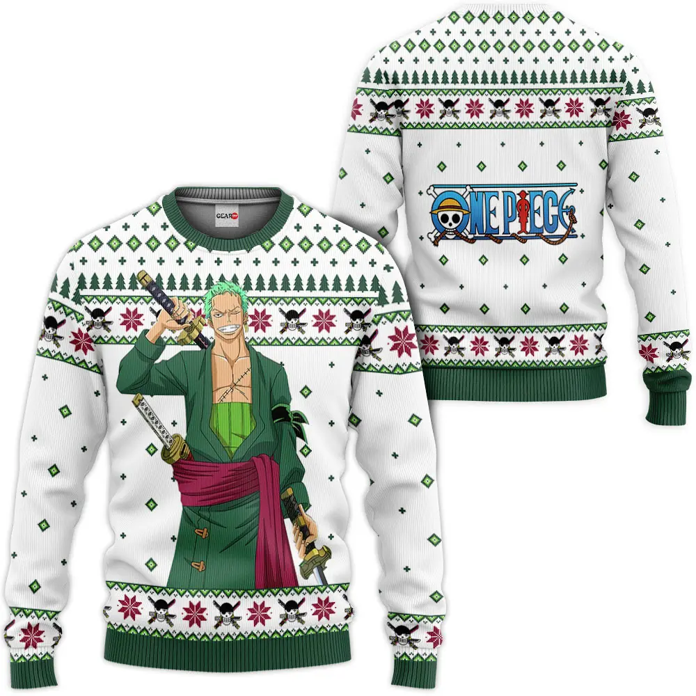 Roronoa Zoro Custom Anime Ugly Christmas Sweater VA1808 Perfect And Unique Gifts For Adults Kids On Christmas