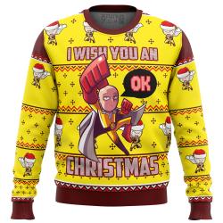 One Punch Saitama Ok Ugly Christmas Sweater Perfect And Unique Gifts For Adults Kids On Christmas