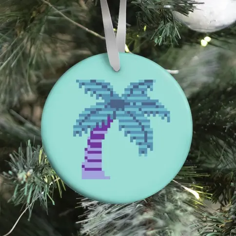8-Bit Vaporwave Palm Tree Ornament Perfect And Unique Gifts For Family On Christmas Holiday