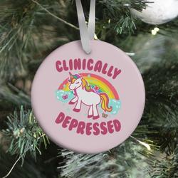 Clinically Depressed Unicorn Ornament Perfect And Unique Gifts For Family On Christmas Holiday