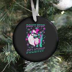 Don't Stop Believin' 80s Synthwave Unicorn Ornament Perfect And Unique Gifts For Family On Christmas