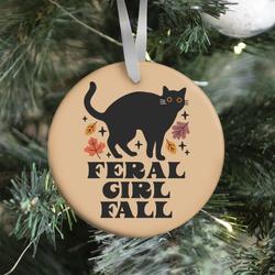 Feral Girl Fall Black Cat Ornament Perfect And Unique Gifts For Family On Christmas Holiday