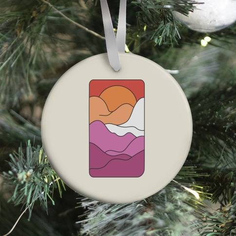 Groovy Pride Flag Landscapes: Lesbian Flag Ornament Perfect And Unique Gifts For Family On Christmas