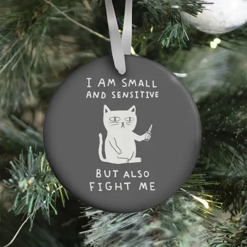 I Am Small And Sensitive But Also Fight Me Cat Ornament Perfect And Unique Gifts For Family On Christmas