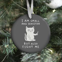 I Am Small And Sensitive But Also Fight Me Cat Ornament Perfect And Unique Gifts For Family On Christmas