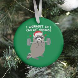 I Workout So I Can Eat Garbage - Christmas Raccoon Ornament Perfect And Unique Gifts For Family On Christmas