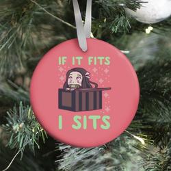 If It Fits, I Sits (Nezuko) Ornament Perfect And Unique Gifts For Family On Christmas Holiday