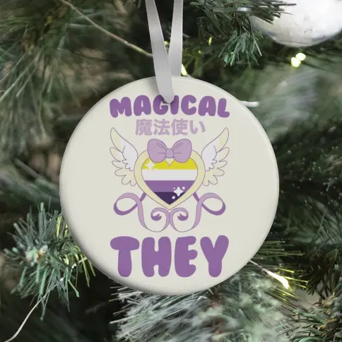 Magical They - Non-binary Pride Ornament Perfect And Unique Gifts For Family On Christmas Holiday