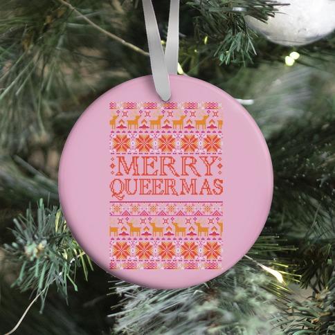 Merry Queermas Lesbian Pride Christmas Sweater Ornament Perfect And Unique Gifts For Family On Christmas