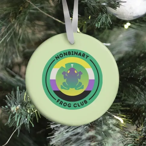Non Binary Frog Club Patch Ornament Perfect And Unique Gifts For Family On Christmas Holiday